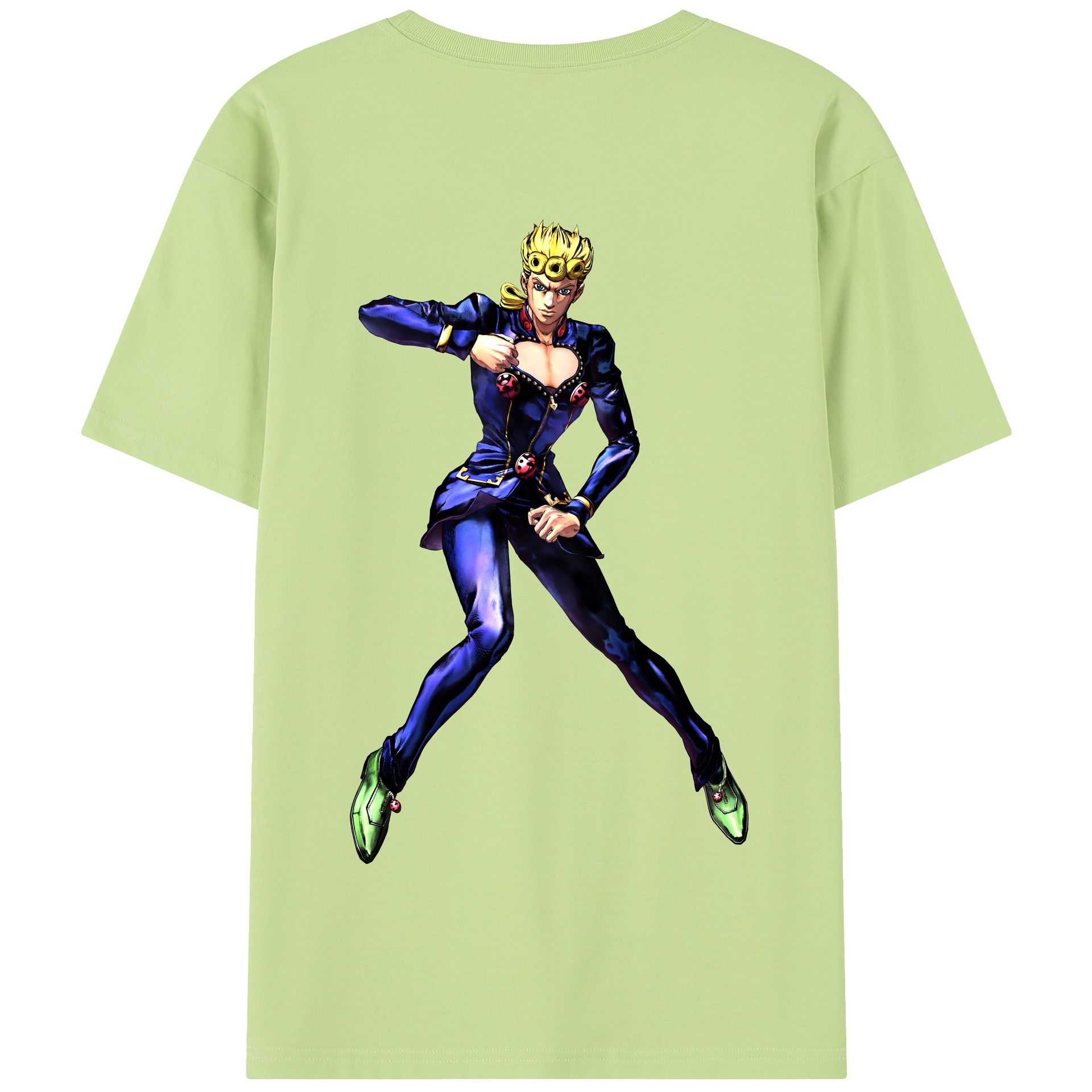 （画像用） ジョジョの奇妙な冒険 ジョルノ?ジョバァーナ JoJo's Bizarre Adventure Giorno Giovanna 綿100％半袖Tシャツ（背面プリント）